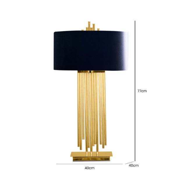 Picture of 77cm Gold Table Lamp With Black Faux Silk Shade