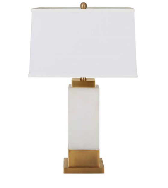 Picture of 72cm White Marble Table Lamp With White Linen Shade