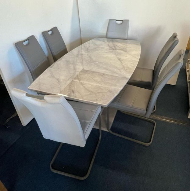 Picture of Venice 1.6 Marble Effect Table + 6 Madrid Chairs