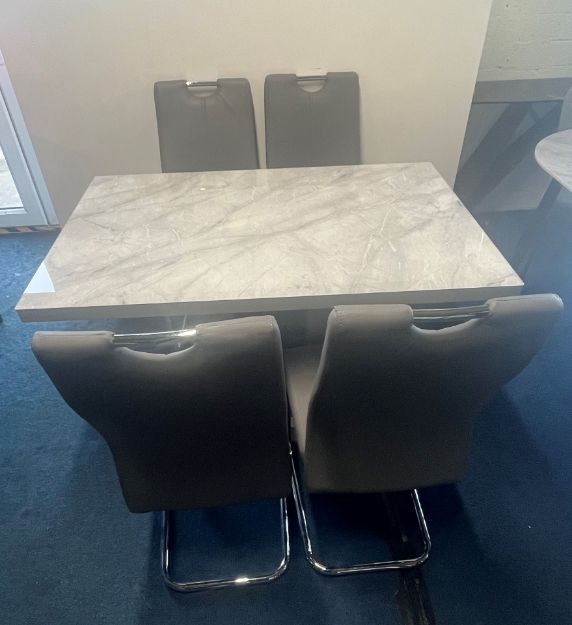 Picture of Riley 1.2 Grey Marble Effect Table Set